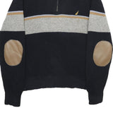 NAUTICA Mens Black & Grey Colourblock Wool Jumper Pullover Crew Neck M