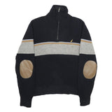 NAUTICA Mens Black & Grey Colourblock Wool Jumper Pullover Crew Neck M