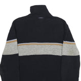 NAUTICA Mens Black & Grey Colourblock Wool Jumper Pullover Crew Neck M