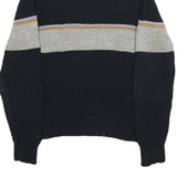 NAUTICA Mens Black & Grey Colourblock Wool Jumper Pullover Crew Neck M