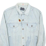 LEVI'S Mens Blue Light Denim Cotton Blend Button Jacket L Patch Pocket Casual