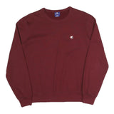 CHAMPION Mens Maroon Crew Neck L Cotton Blend Logo Sweatshirt Pullover