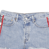 LEVI'S Womens Denim Blue Casual Shorts M W28 Logo Stripe Cuffed Hem