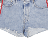 LEVI'S Womens Denim Blue Casual Shorts M W28 Logo Stripe Cuffed Hem