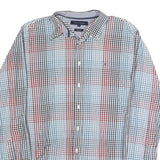 TOMMY HILFIGER Mens Blue Black & Red Check Shirt L Classic Cotton Blend Casual