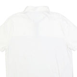 CALVIN KLEIN Mens White & Grey Striped Short Sleeve Polo Shirt L Casual Cotton