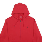 POLO RALPH LAUREN Mens Red Full Zip Hoodie 2XL Cotton Blend Casual Sweatshirt