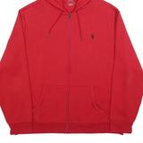 POLO RALPH LAUREN Mens Red Full Zip Hoodie 2XL Cotton Blend Casual Sweatshirt