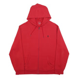 POLO RALPH LAUREN Mens Red Full Zip Hoodie 2XL Cotton Blend Casual Sweatshirt