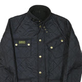 BARBOUR INTERNATIONAL Mens Black Quilted Jacket S Polyester Blend Button Closure