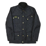 BARBOUR INTERNATIONAL Mens Black Quilted Jacket S Polyester Blend Button Closure