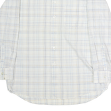 LUTTEURS Mens White & Blue Check Shirt M Cotton Long Sleeve Button Casual