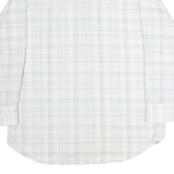 LUTTEURS Mens White & Blue Check Shirt M Cotton Long Sleeve Button Casual