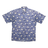 CAMPIA Mens Blue Sea Life Print Cotton Blend Casual Shirt M Summer Beachwear