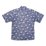 CAMPIA Mens Blue Sea Life Print Cotton Blend Casual Shirt M Summer Beachwear