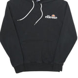 ELLESSE Womens Black Hoodie UK 10 Cotton Blend Pullover Sweatshirt Logo