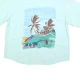 Womens Blue & Green Graphic Viscose Shirt L Lightweight Summer Beach Print