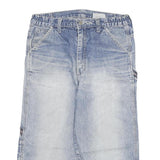 Mens Light Blue Denim Shorts Blast Brothers M W28 Cargo Style Logo Printed