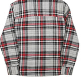 RED KAP Mens Grey & Red Hooded Check Jacket S Polyester Blend Zip Casual