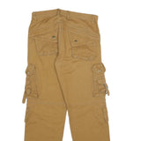 Mens Cotton Regular Fit Beige Cargo Trousers W34 L32 Utility Pockets Zip
