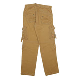 Mens Cotton Regular Fit Beige Cargo Trousers W34 L32 Utility Pockets Zip