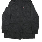 LEVI'S Womens Black Polyester Blend Hooded Jacket M Zip Sherpa Lined