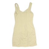 CLAUDE BARTHELEMY Womens Beige Cotton Mini Dress Sleeveless Button Front Ruched