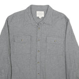 ST JOHN'S BAY Mens Grey Plain Shirt XL Cotton Button Pocket Casual