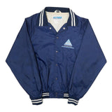 HACK SPORT Mens Blue Nylon Button Jacket L Classic Plain Lightweight Casual