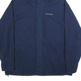 COLUMBIA Mens Blue Outdoor Jacket 2XL Cotton Blend Zip Hooded Plain Casual