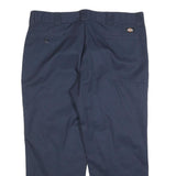 DICKIES Mens Cotton Blend Navy Relaxed Straight Trousers W42 L30 Workwear Zip
