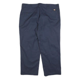DICKIES Mens Cotton Blend Navy Relaxed Straight Trousers W42 L30 Workwear Zip