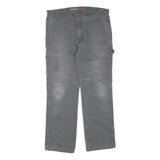 DICKIES Mens Regular Grey Cotton Blend Denim Jeans W38 L32 Workwear Utility Zip