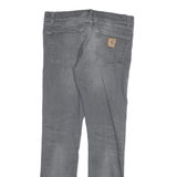 CARHARTT Mens Slim Fit Jeans Grey Denim W32 L31 Zip Pockets Casual Wear