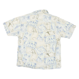 RETREAT Mens Cream & Blue Sailing Map Print Cotton Shirt L Summer Casual