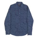 MICHAEL KORS Mens Blue Slim Fit Cotton Shirt S Stylish Button Shirt