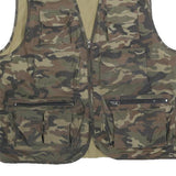Mens Green Camouflage Cotton Zip Jacket Vest M Utility Pocket Outdoor Casual