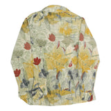 CANDA Womens Beige Floral Shirt Long Sleeve Collared XL Button Closure