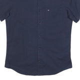 TOMMY HILFIGER Mens Navy Blue Cotton Blend Shirt M Casual Button Front Short