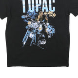 Mens Black Tupac Graphic T-Shirt S Short Sleeve Crew Neck Music Print
