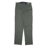 DICKIES Mens Cotton Blend Slim Green Trousers W30 L28 Workwear Straight Zip