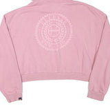 ELLESSE Womens Pink Cropped Hoodie UK 14 Casual Cotton Blend Stylish