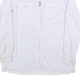 ZARA WOMAN Womens White Cotton Blend Basic Shirt Long Sleeve Collared L Button