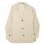 ZARA Womens Cream Cotton Blend Shirt Long Sleeve Collared M Classic Button