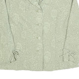 PLAZA SOUTH Womens Green Printed Shirt Long Sleeve Collared S Elegant