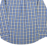 CHAPS Mens Blue & Yellow Check Shirt L Easy Care Long Sleeve Button Down Fit