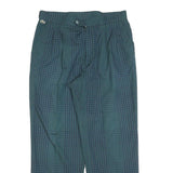 LACOSTE Mens Polyester Blend Blue & Green Check Relaxed Straight Trousers W32