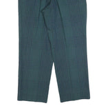 LACOSTE Mens Polyester Blend Blue & Green Check Relaxed Straight Trousers W32