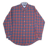 TOMMY HILFIGER Mens Red & Blue Check Shirt L Long Sleeve Button Down Cotton