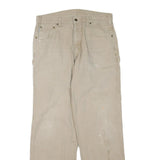CARHARTT Mens Cotton Blend Beige Regular Fit Straight Leg Trousers W36 L34